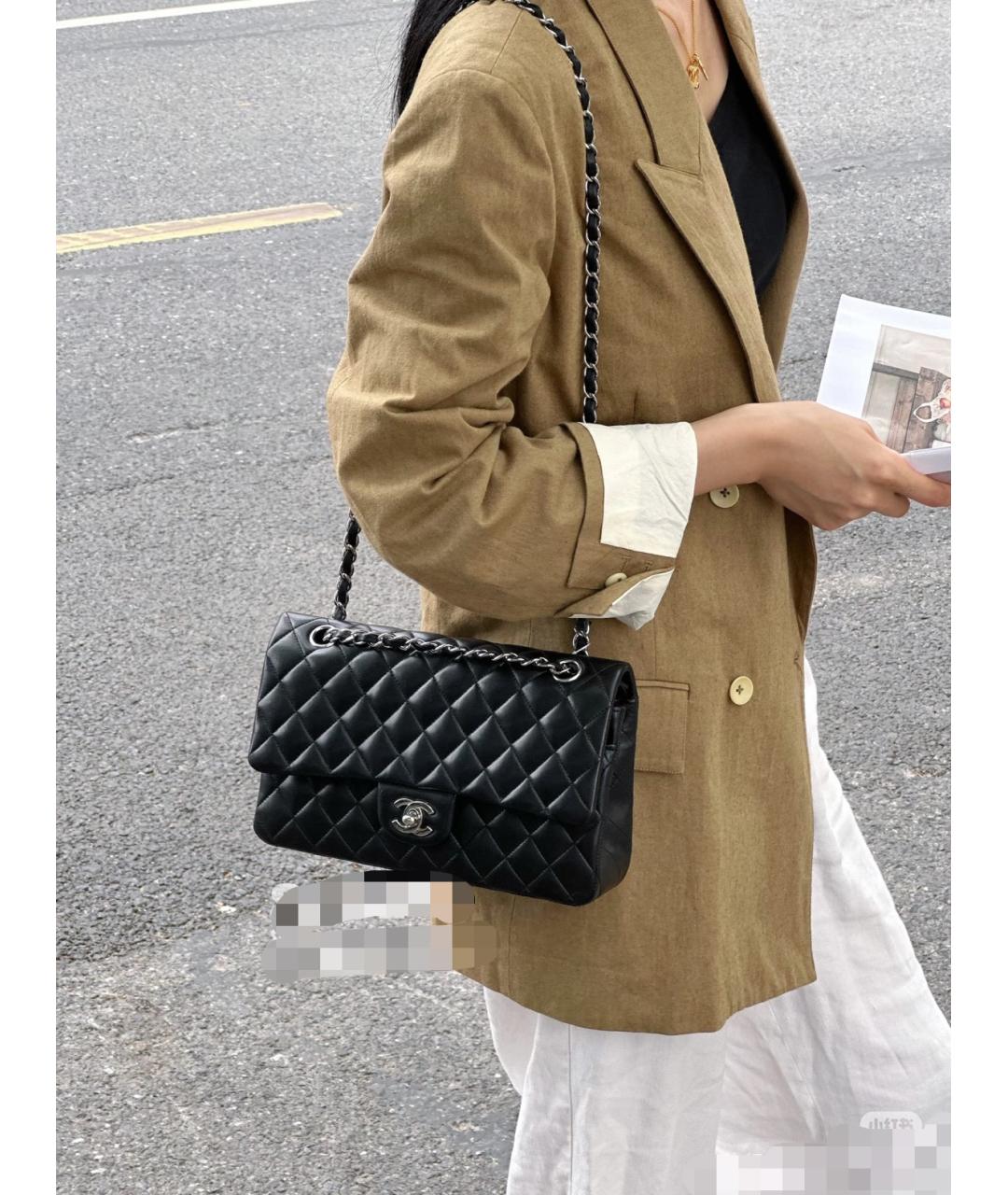 CHANEL Черная кожаная сумка через плечо, фото 8