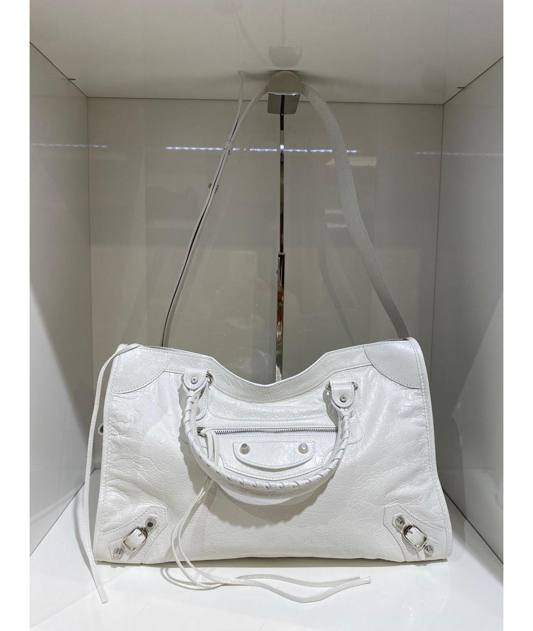 BALENCIAGA Белая кожаная сумка через плечо, фото 2
