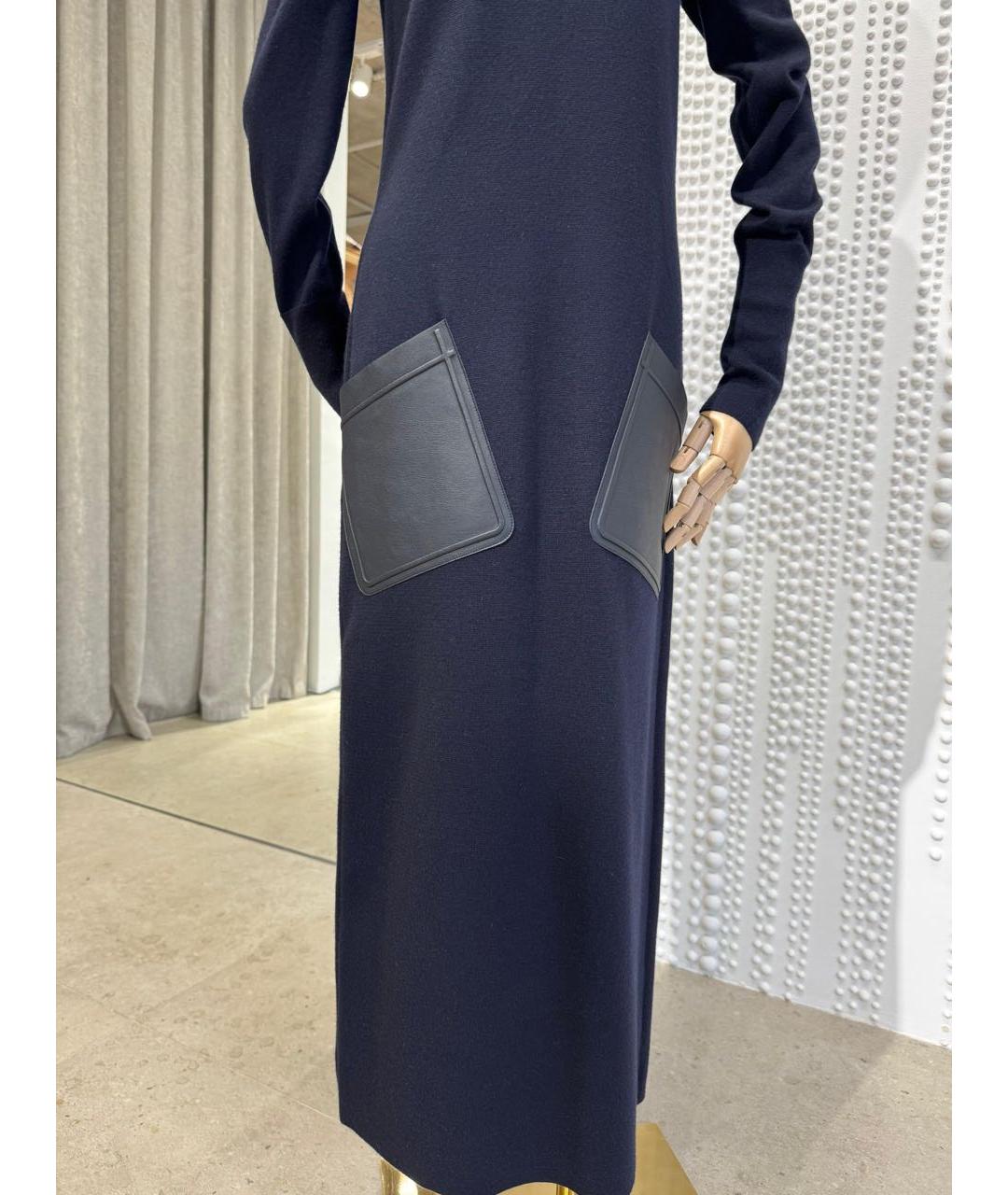 LORO PIANA Темно-синее кашемировое повседневное платье, фото 2