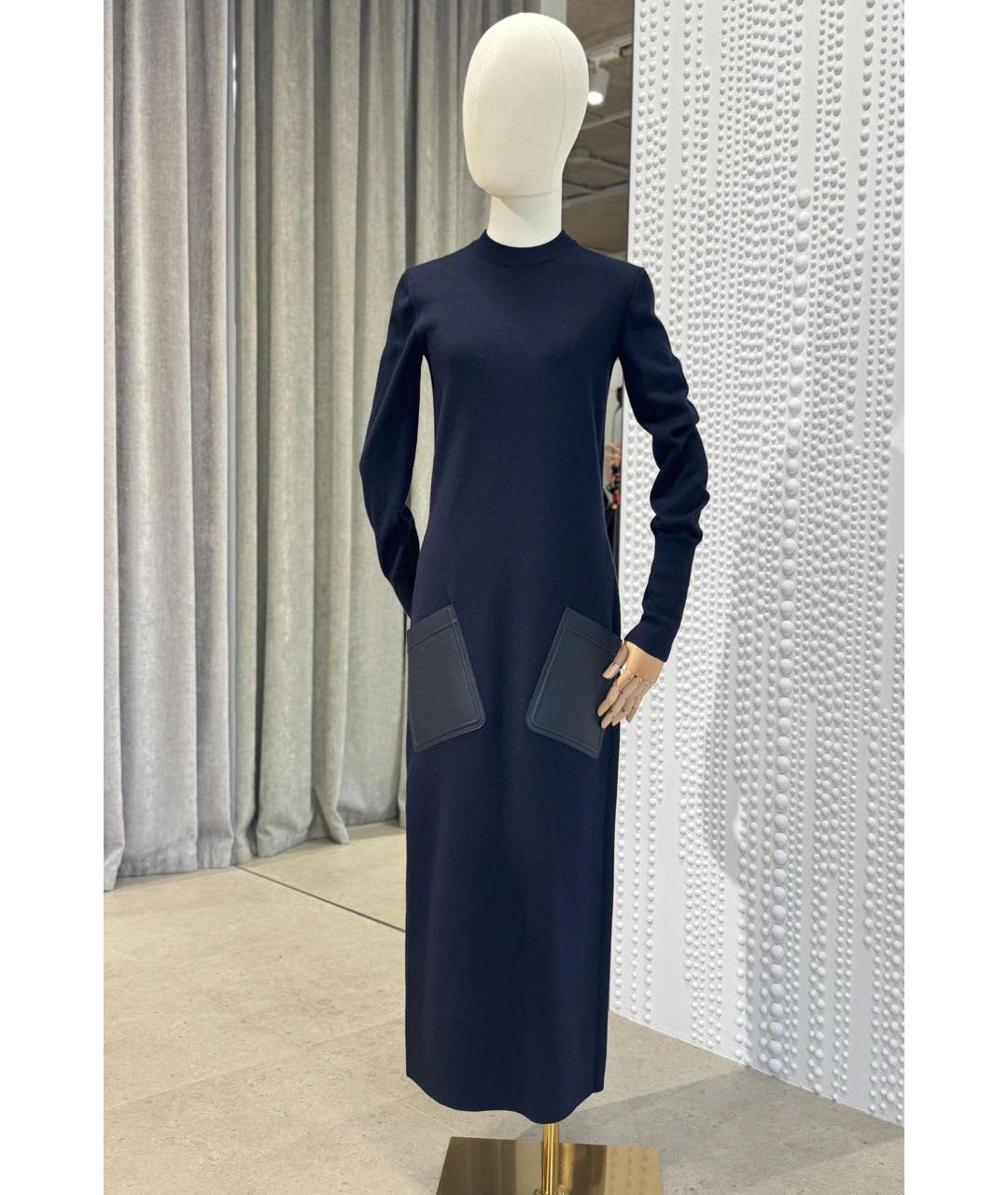 LORO PIANA Темно-синее кашемировое повседневное платье, фото 3