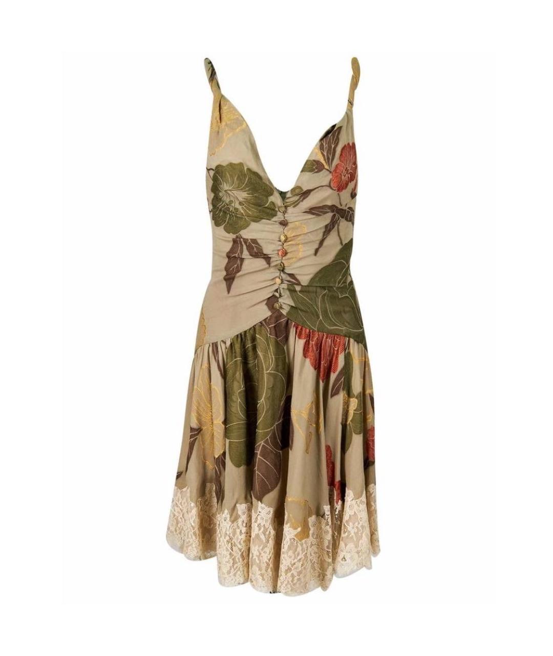 VALENTINO Хаки ацетатное повседневное платье, фото 9