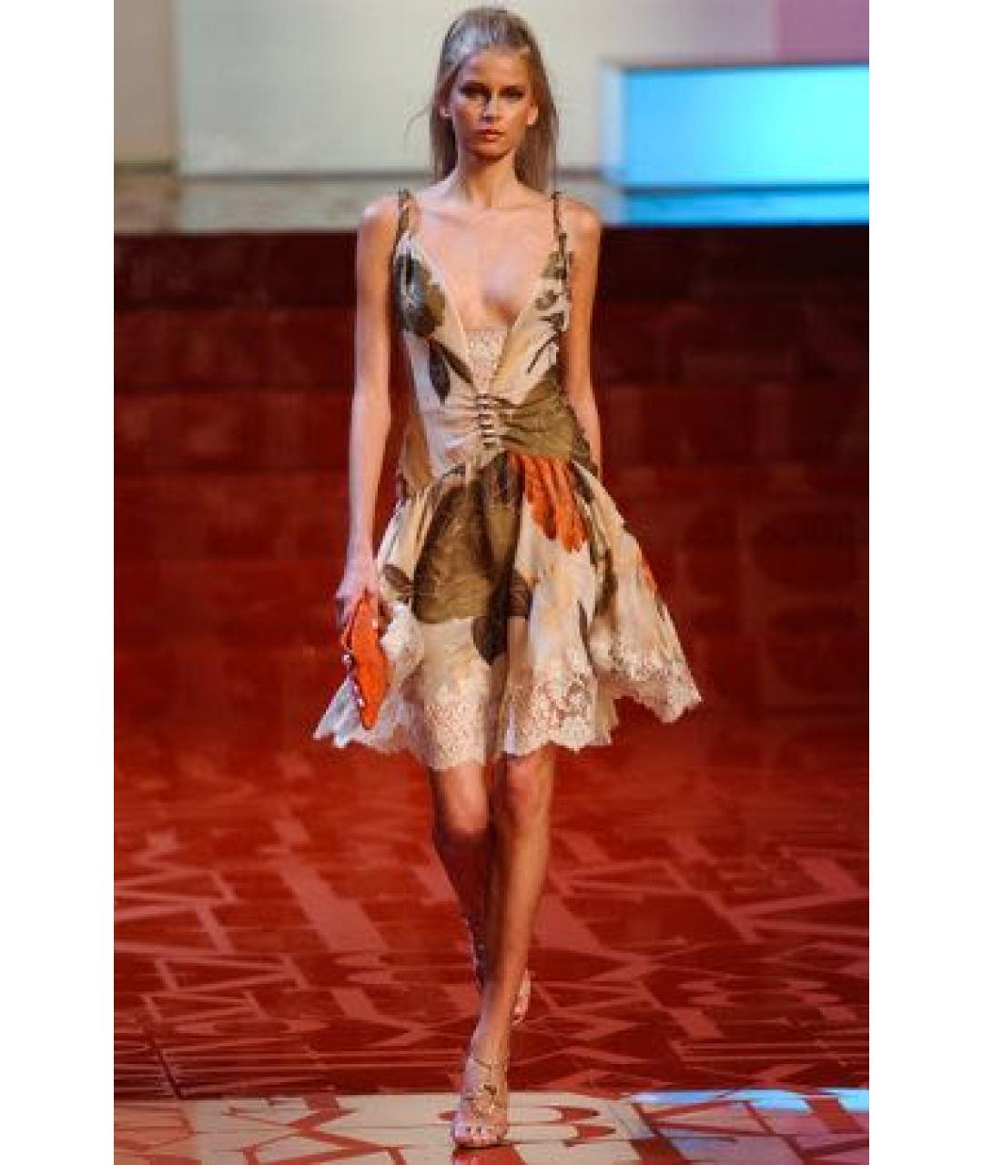 VALENTINO Хаки ацетатное повседневное платье, фото 5