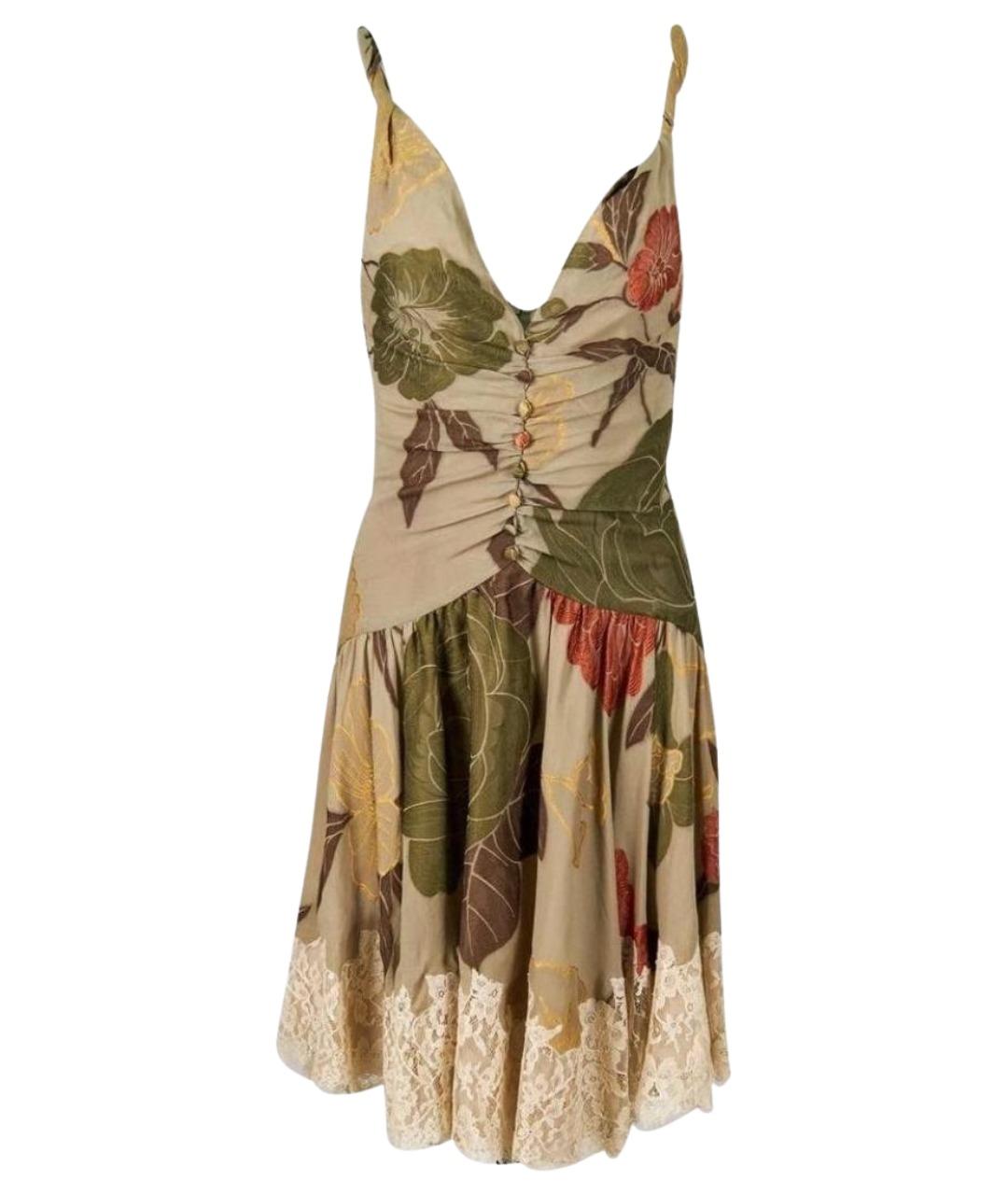 VALENTINO Хаки ацетатное повседневное платье, фото 1