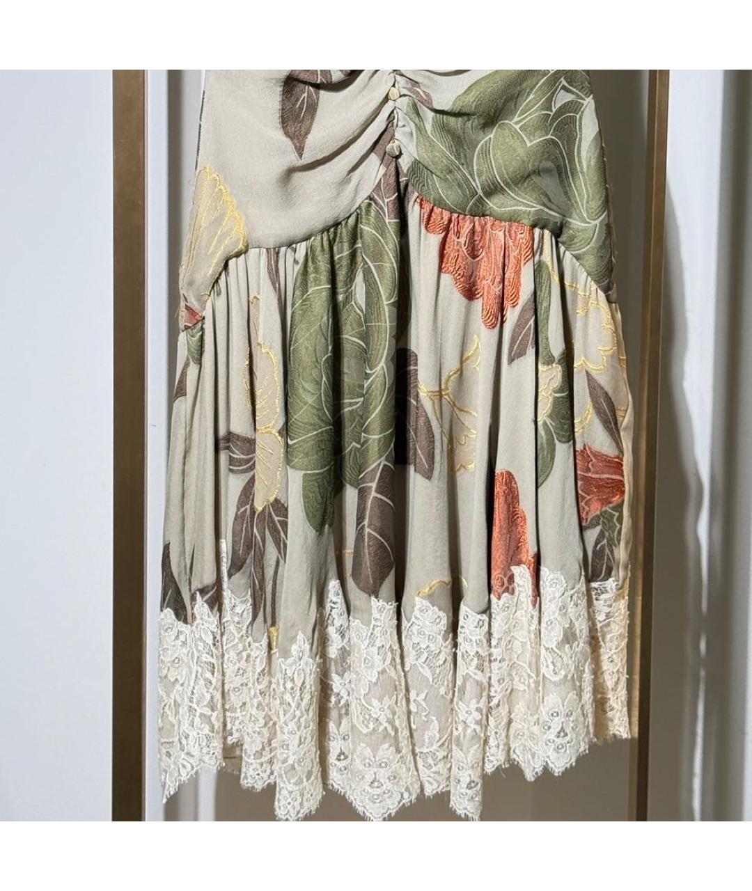 VALENTINO Хаки ацетатное повседневное платье, фото 4