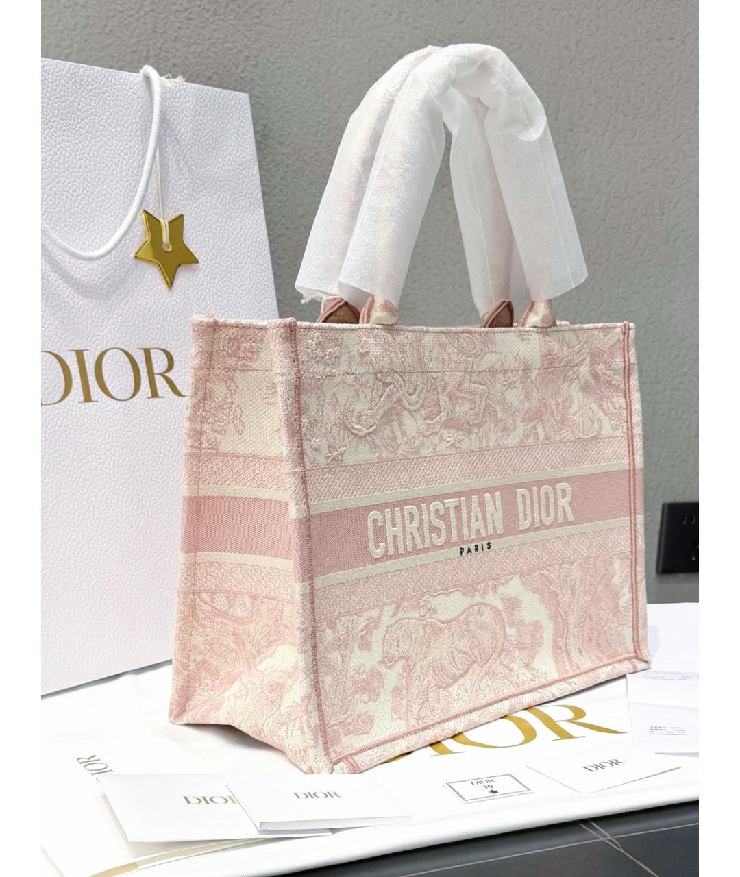 CHRISTIAN DIOR Розовая жаккардовая сумка тоут, фото 4