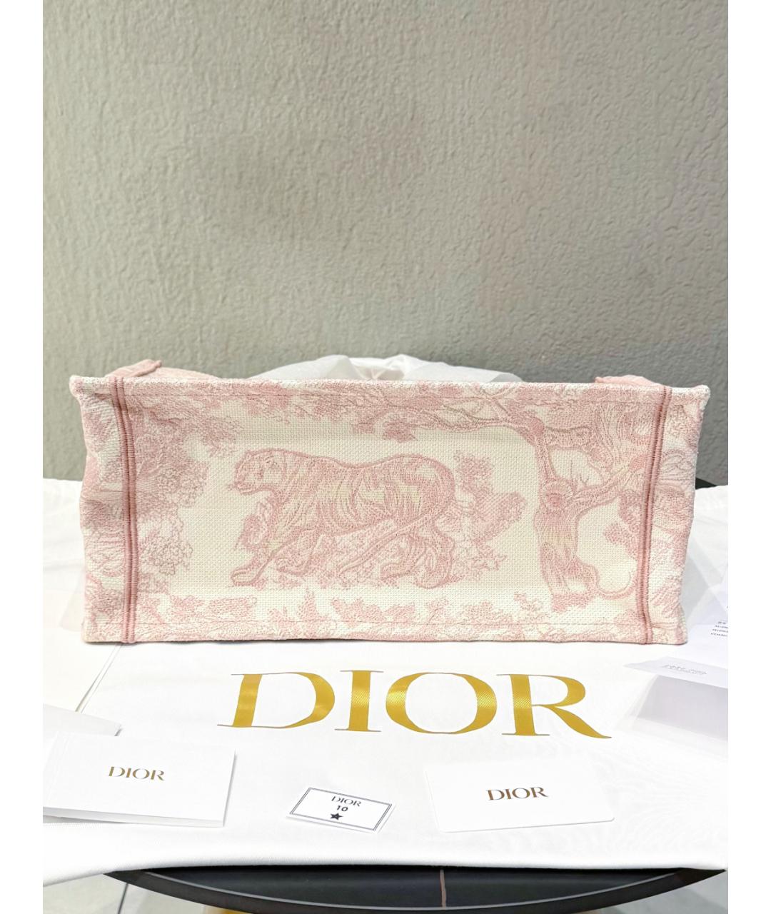 CHRISTIAN DIOR Розовая жаккардовая сумка тоут, фото 7