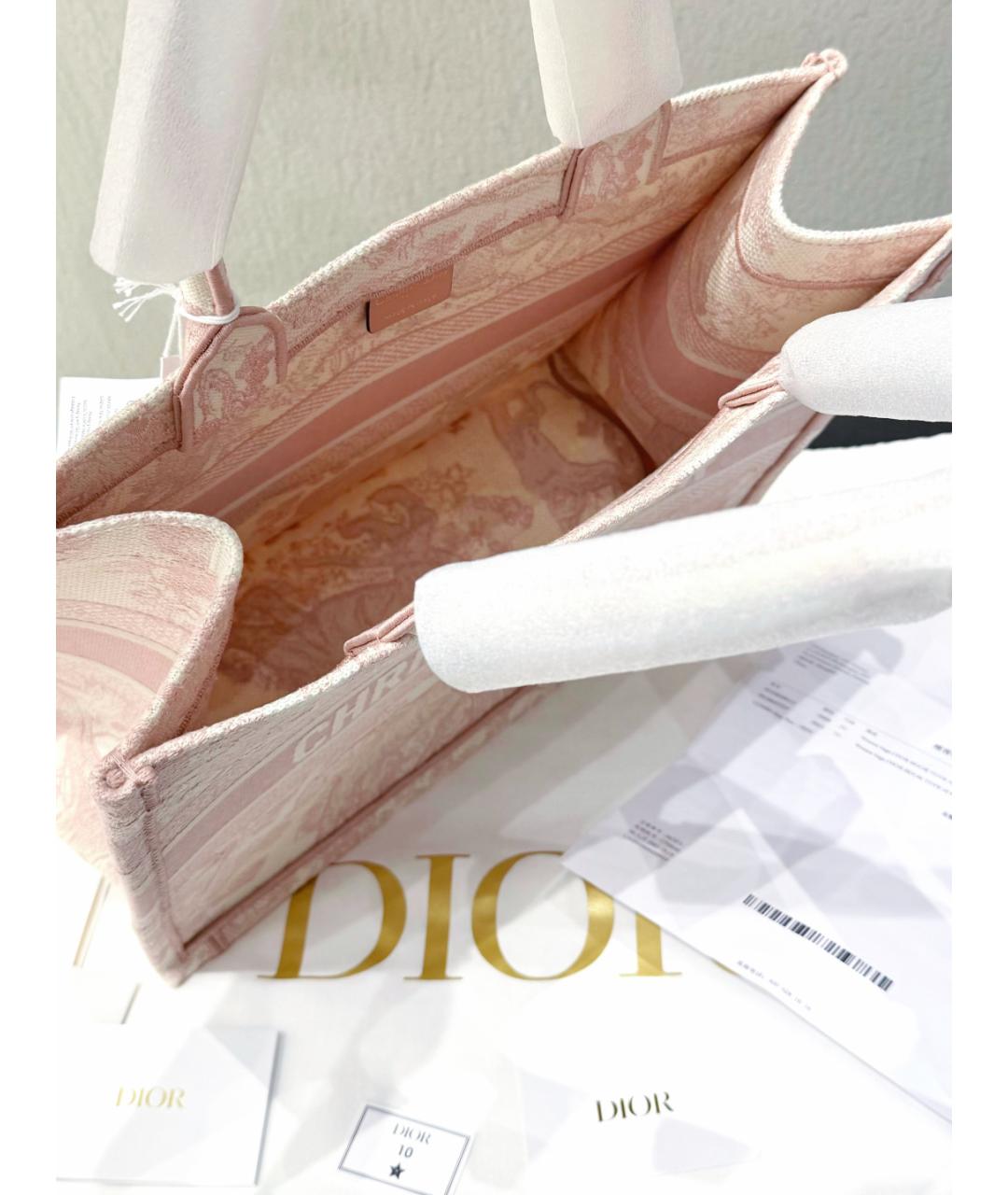 CHRISTIAN DIOR Розовая жаккардовая сумка тоут, фото 8