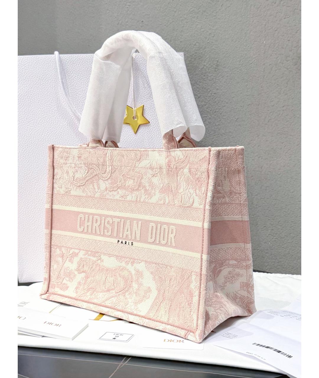 CHRISTIAN DIOR Розовая жаккардовая сумка тоут, фото 5
