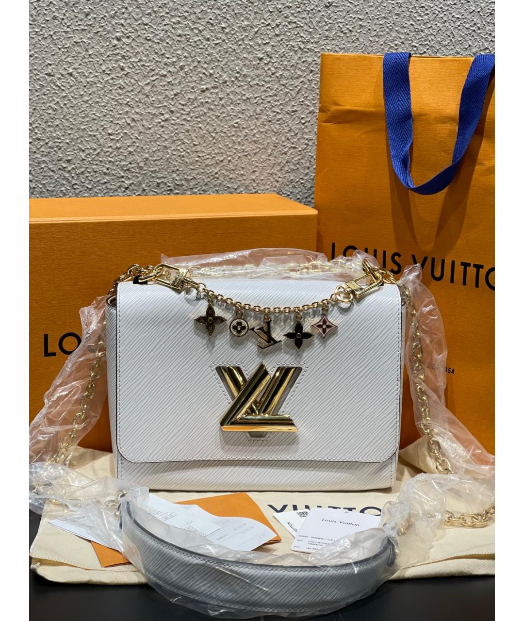 LOUIS VUITTON Белая кожаная сумка через плечо, фото 10