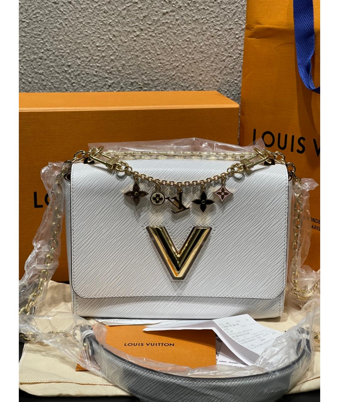 LOUIS VUITTON Белая кожаная сумка через плечо, фото 6