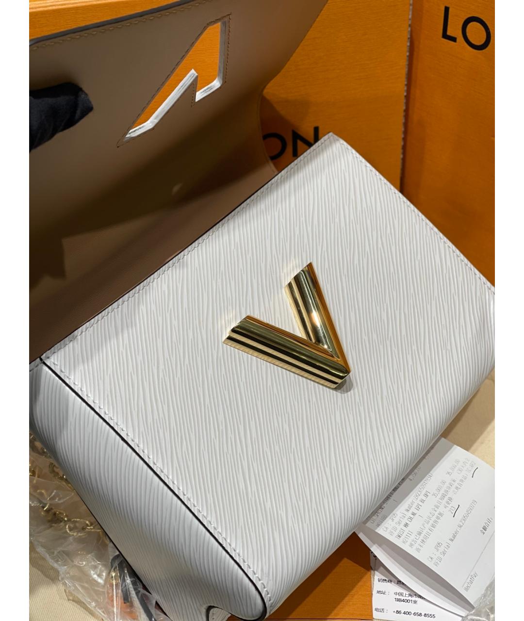 LOUIS VUITTON Белая кожаная сумка через плечо, фото 8