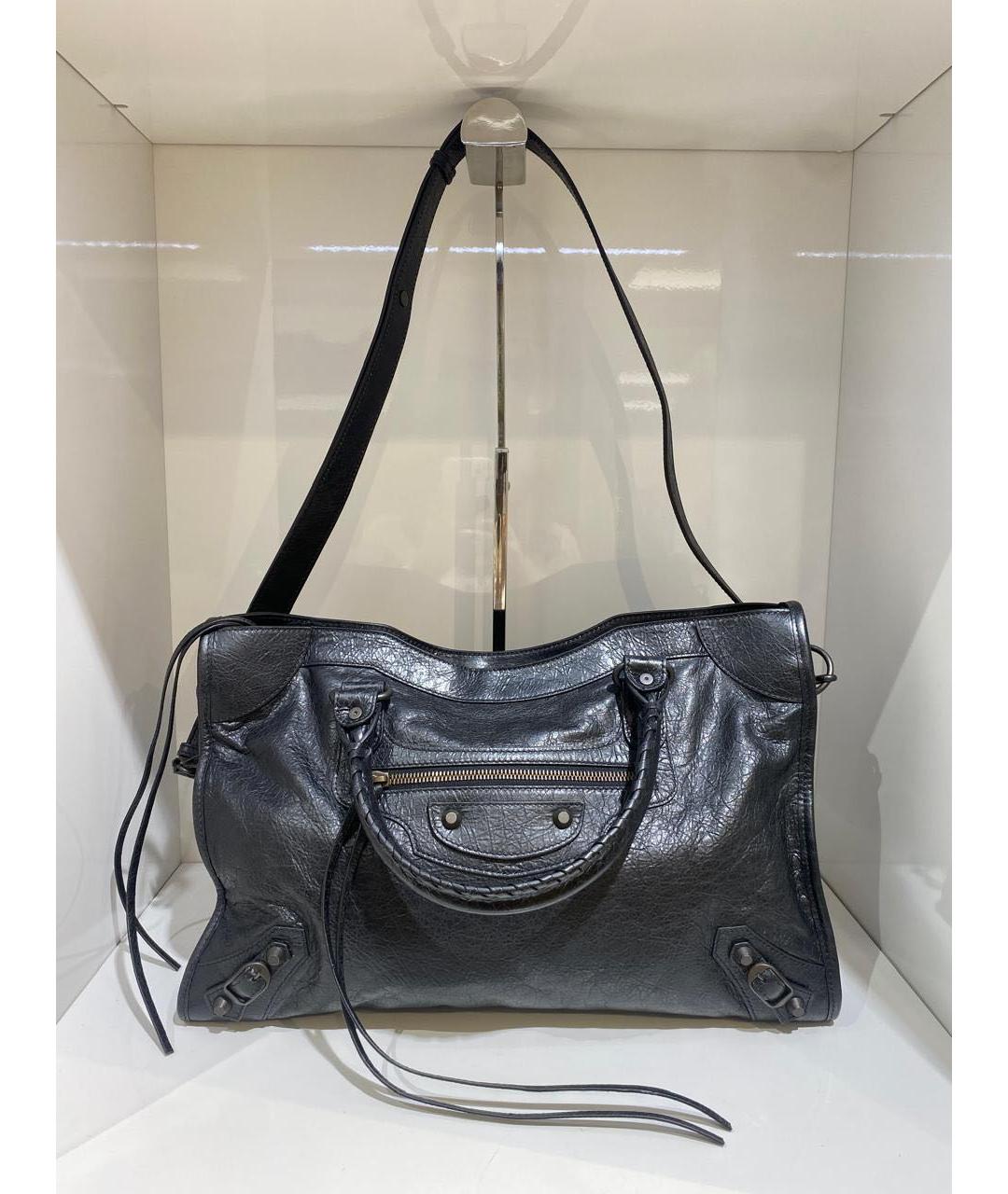 BALENCIAGA Черная кожаная сумка через плечо, фото 2