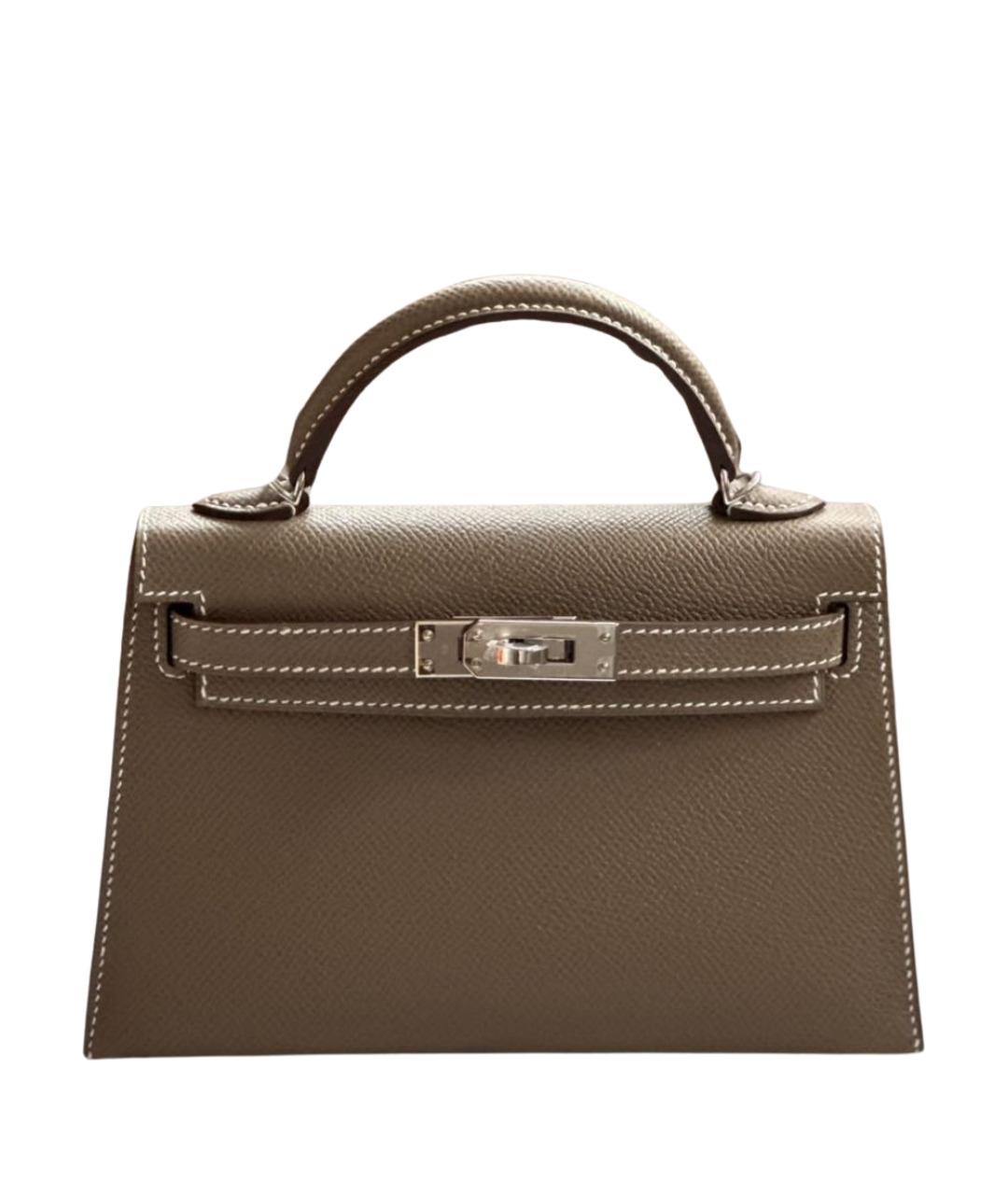 HERMES Серая кожаная сумка через плечо, фото 1