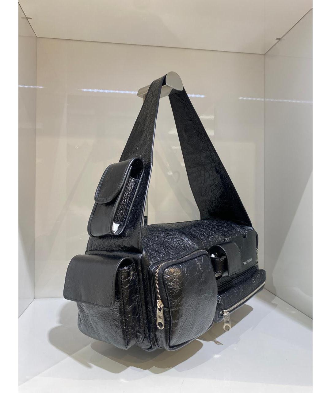 BALENCIAGA Черная кожаная сумка с короткими ручками, фото 3