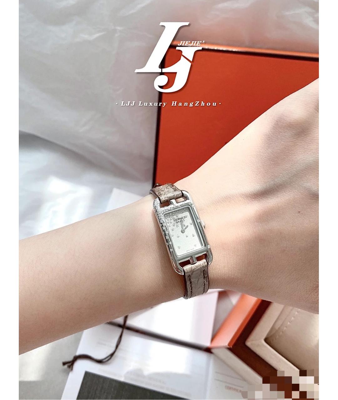 HERMES Серые металлические часы, фото 7