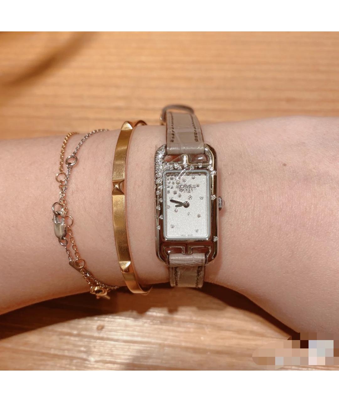 HERMES Серые металлические часы, фото 8