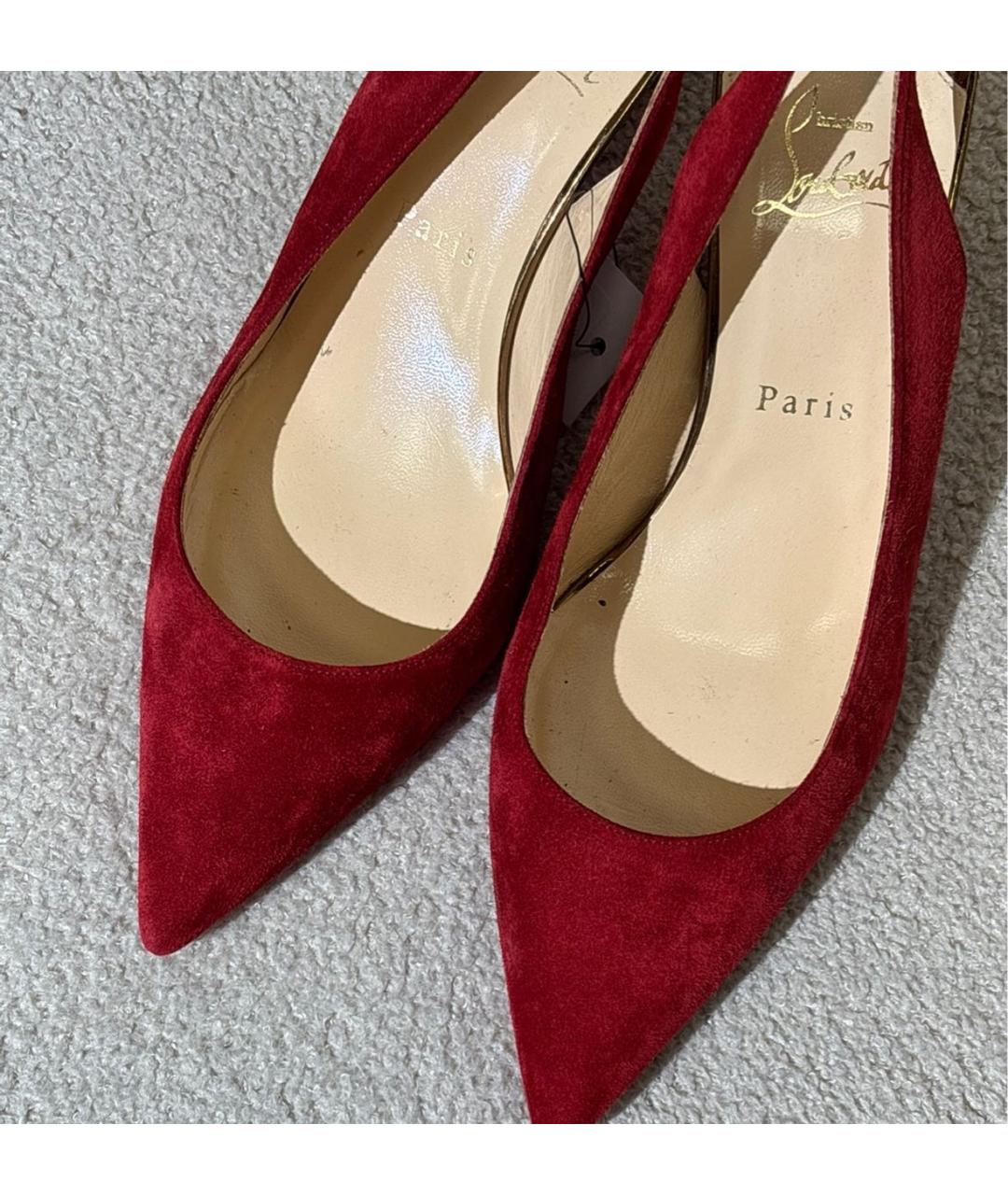 CHRISTIAN LOUBOUTIN Красные замшевые туфли, фото 3