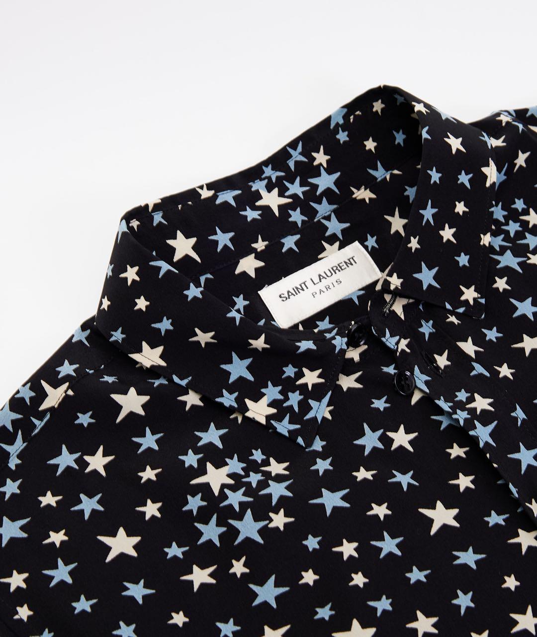 SAINT LAURENT Темно-синяя шелковая рубашка, фото 3