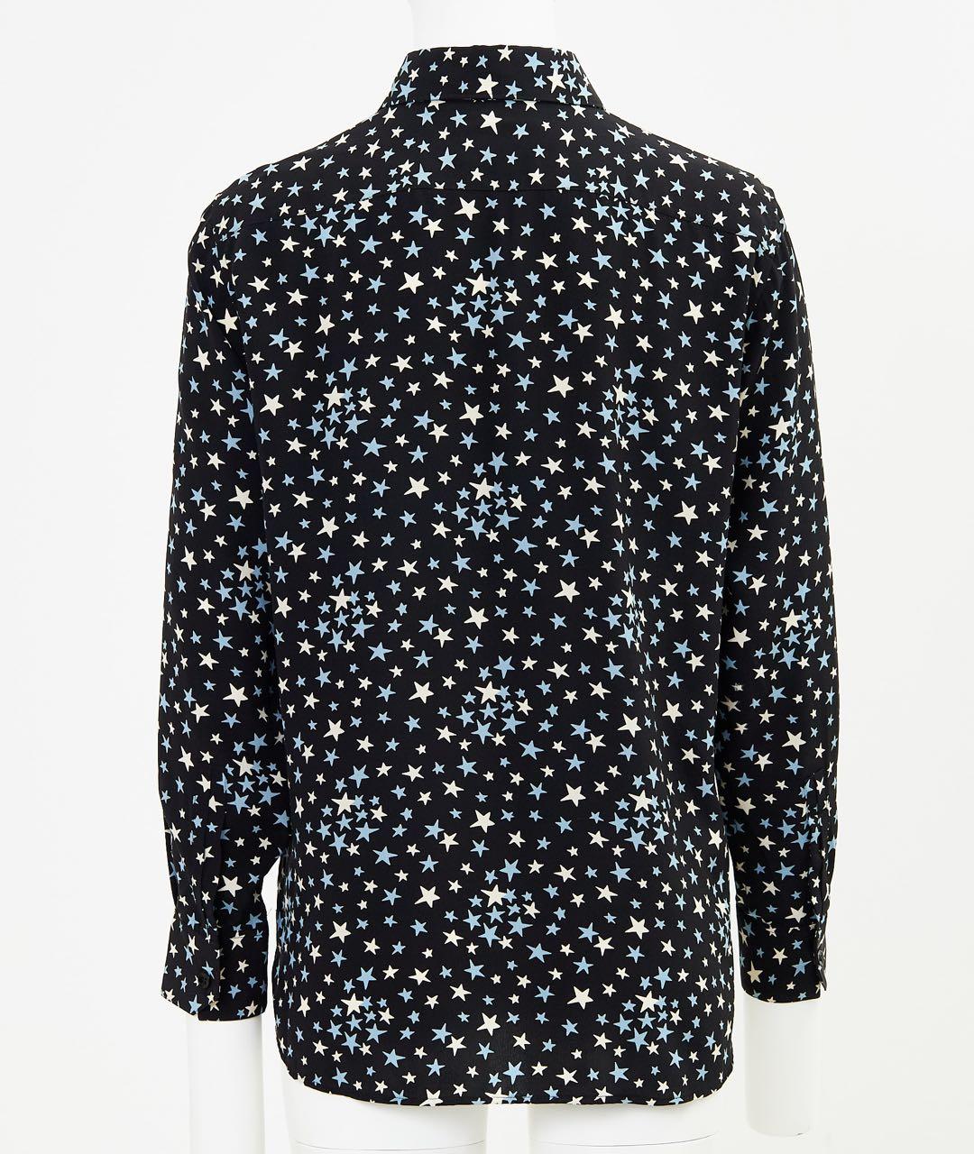 SAINT LAURENT Темно-синяя шелковая рубашка, фото 2