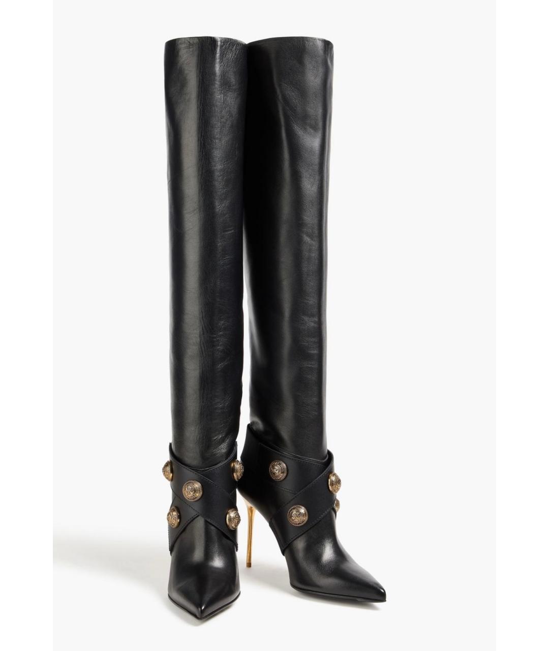 BALMAIN Черные кожаные ботфорты, фото 2