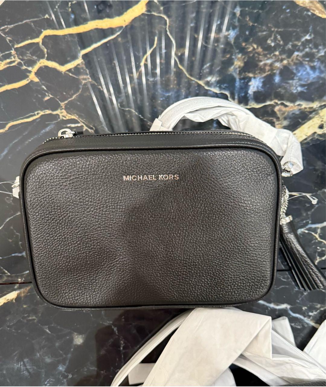 MICHAEL KORS Черная кожаная сумка через плечо, фото 2