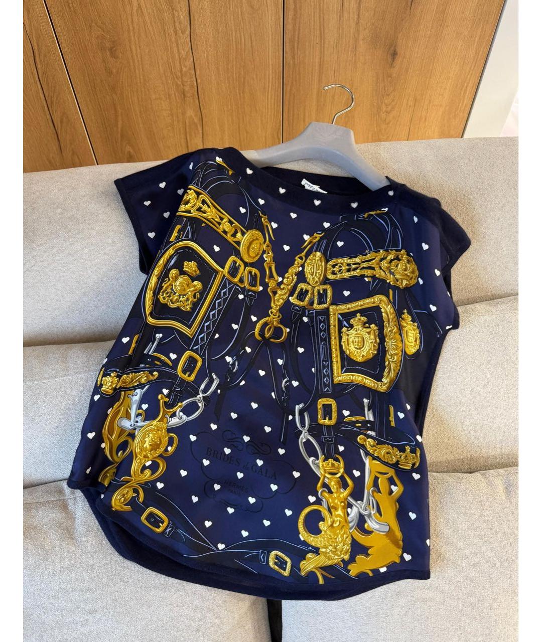 HERMES Темно-синяя блузы, фото 3