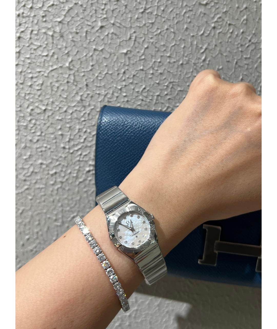 OMEGA Белые металлические часы, фото 8