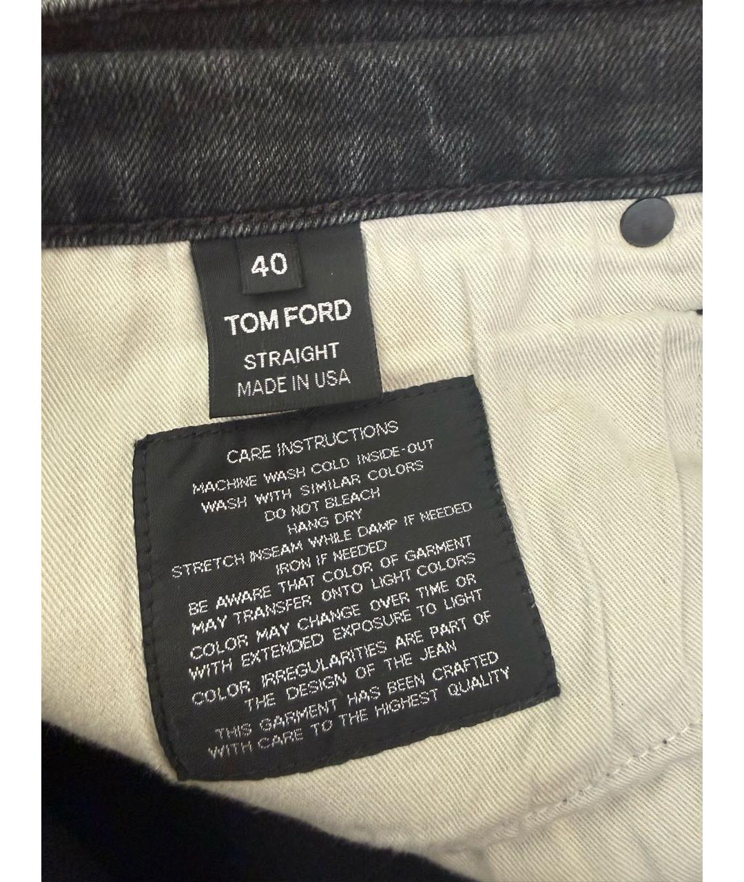 TOM FORD Черные хлопко-полиэстеровые прямые джинсы, фото 4