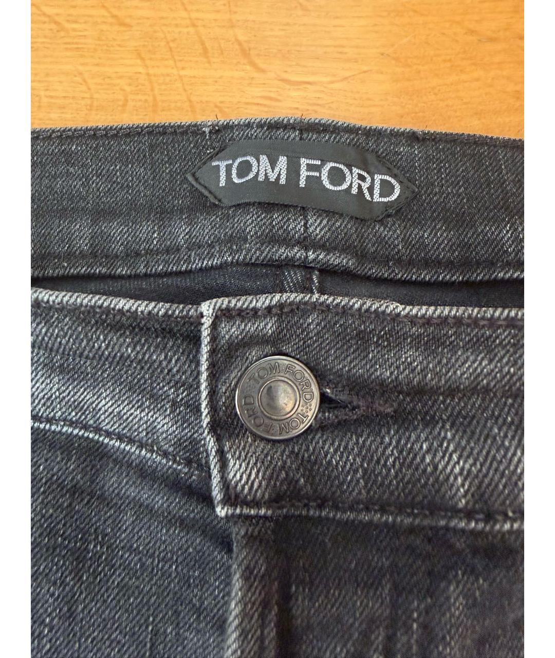 TOM FORD Черные хлопко-полиэстеровые прямые джинсы, фото 3