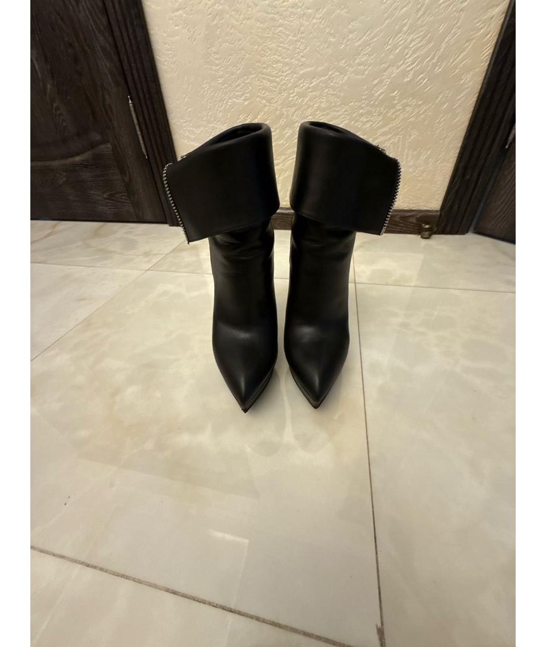 SAINT LAURENT Черные кожаные ботильоны, фото 2