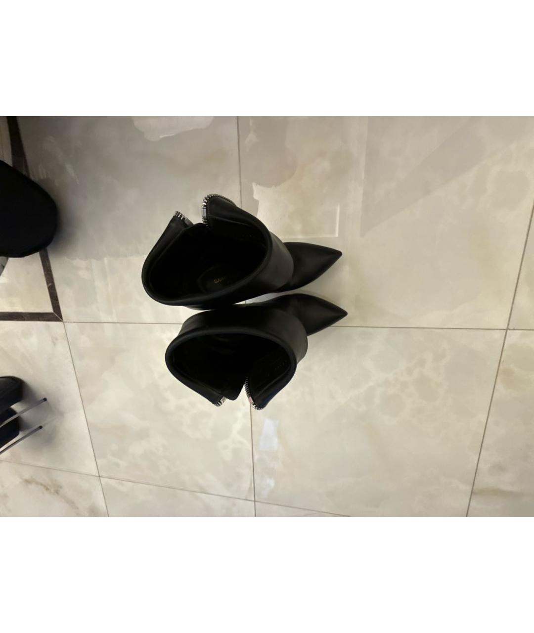 SAINT LAURENT Черные кожаные ботильоны, фото 3