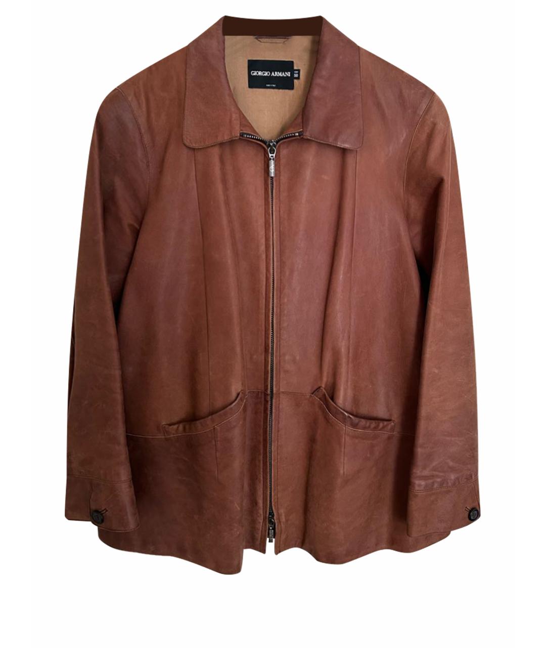 GIORGIO ARMANI Коричневая кожаная куртка, фото 1