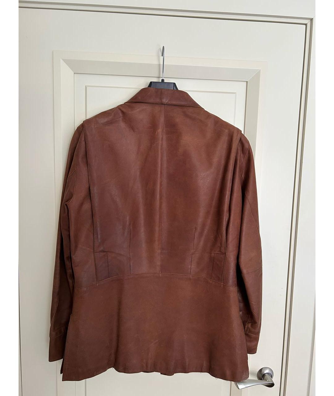 GIORGIO ARMANI Коричневая кожаная куртка, фото 2