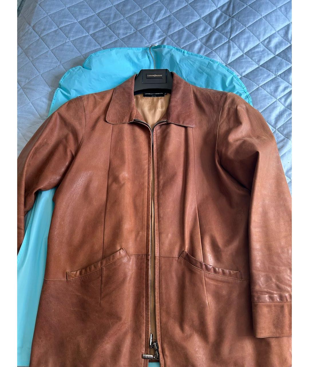 GIORGIO ARMANI Коричневая кожаная куртка, фото 6