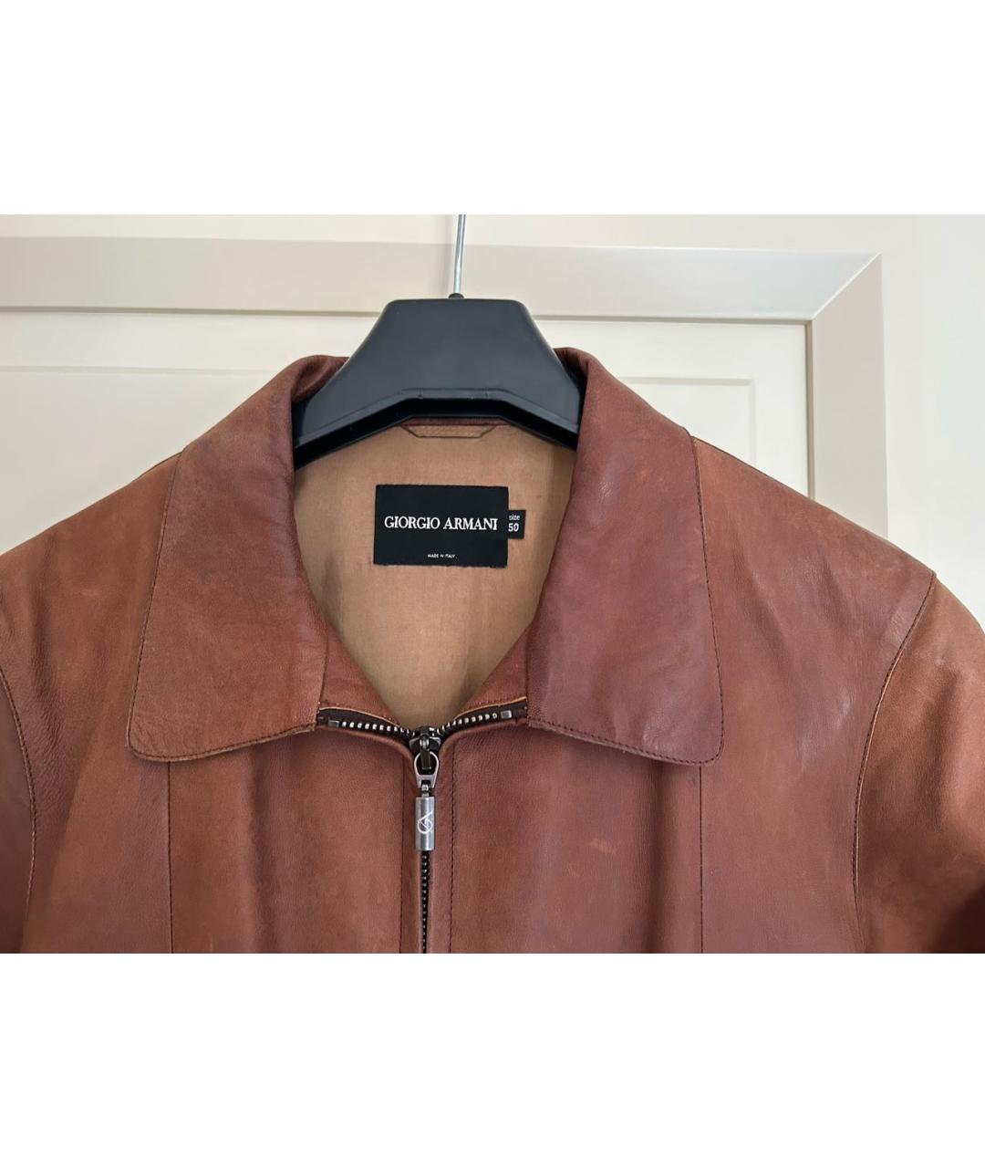 GIORGIO ARMANI Коричневая кожаная куртка, фото 3