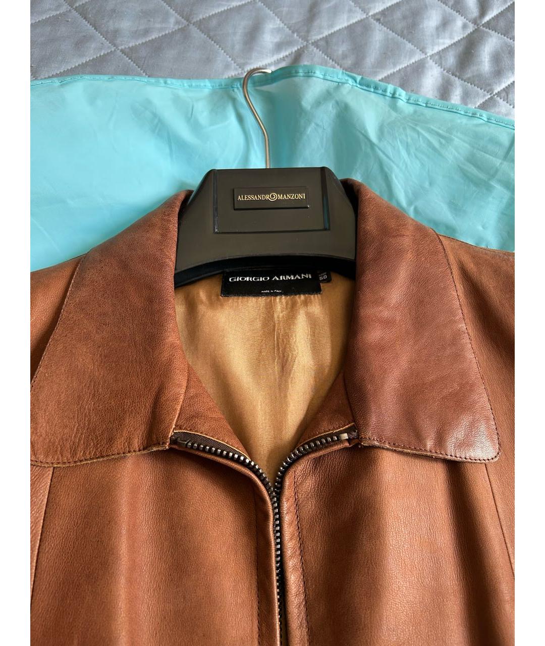 GIORGIO ARMANI Коричневая кожаная куртка, фото 4