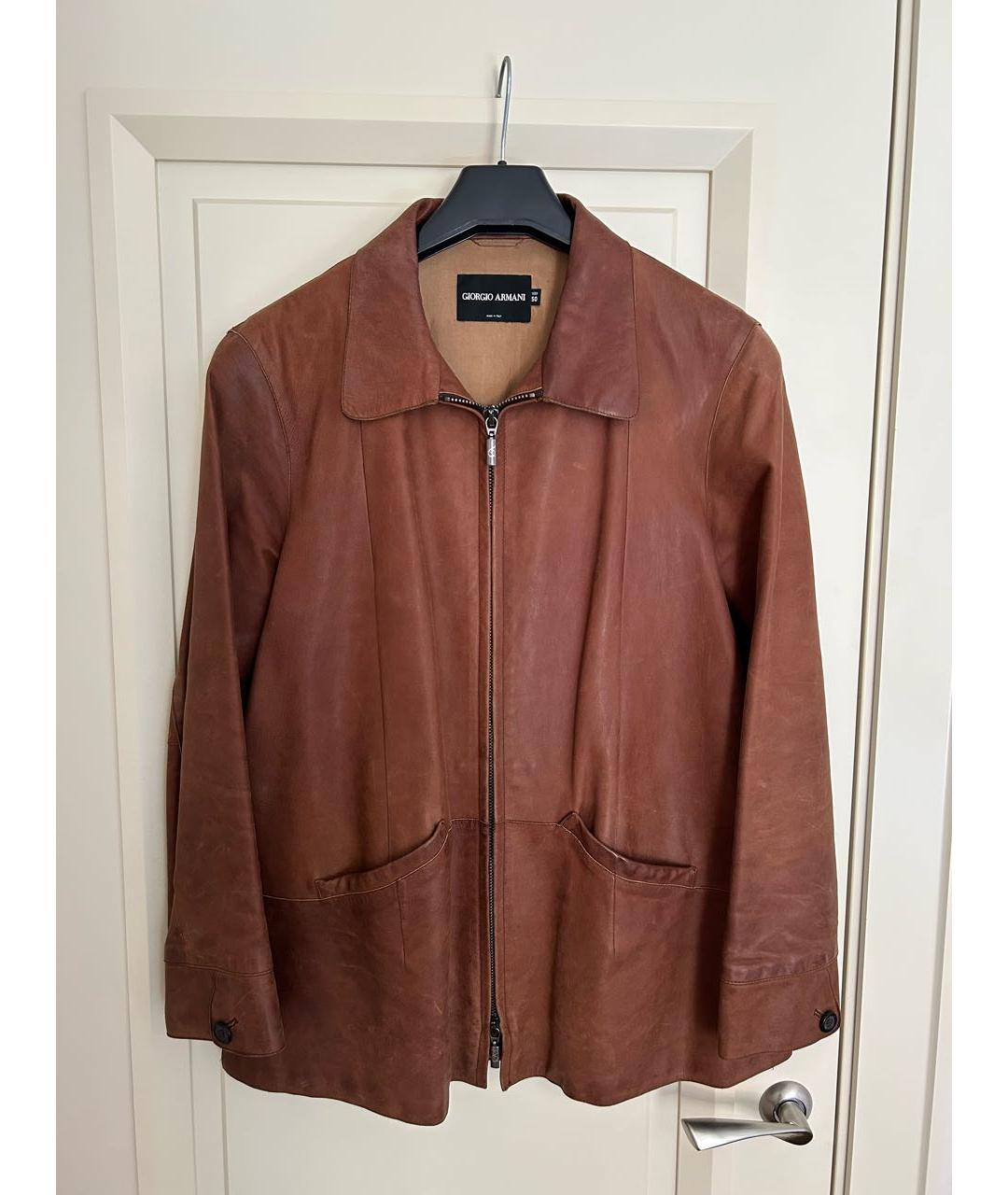 GIORGIO ARMANI Коричневая кожаная куртка, фото 7