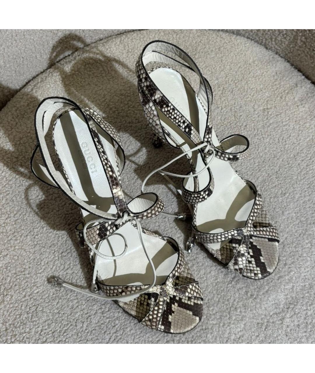 GUCCI Бежевые кожаные босоножки, фото 2