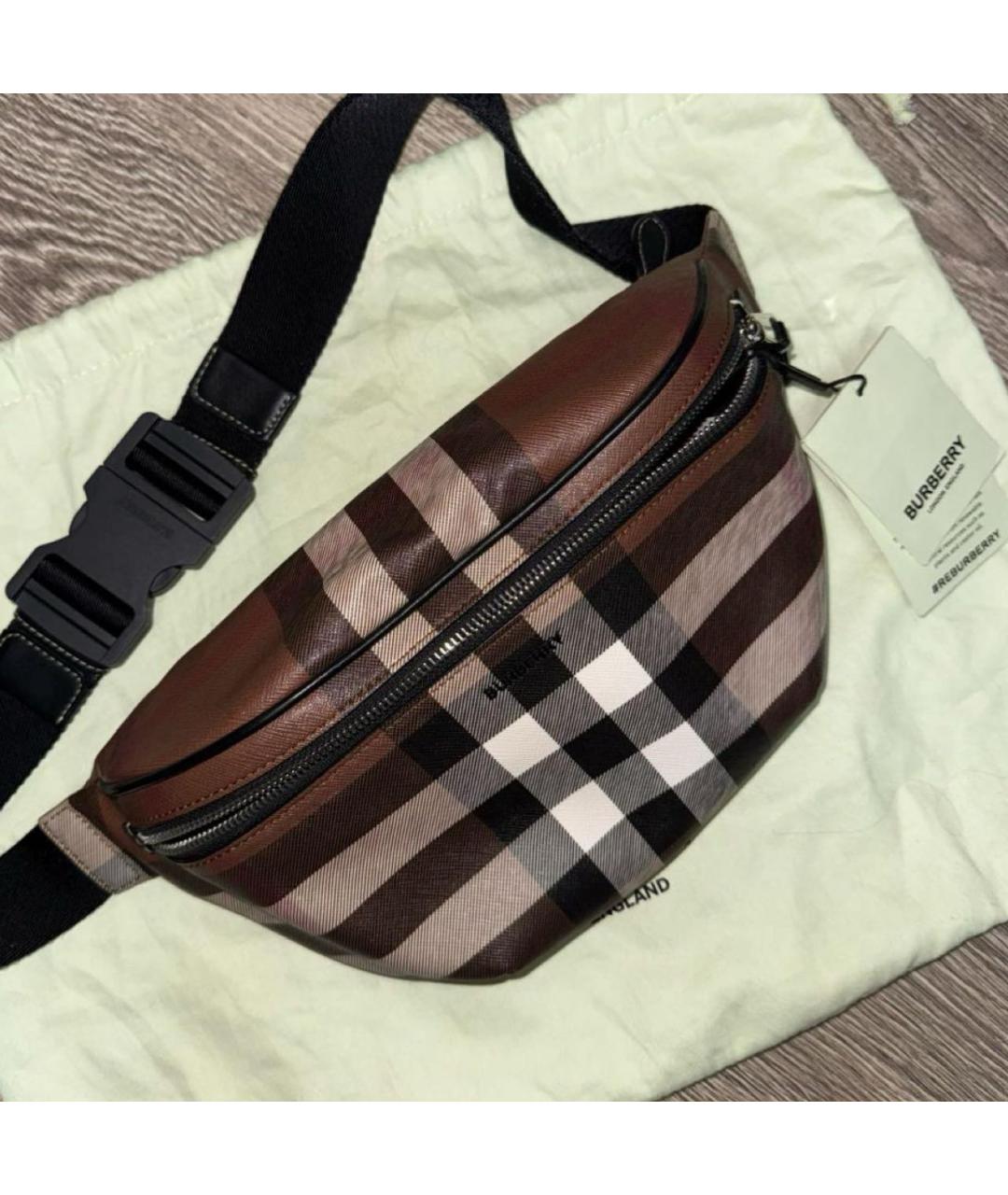 BURBERRY Коричневая кожаная сумка с короткими ручками, фото 2