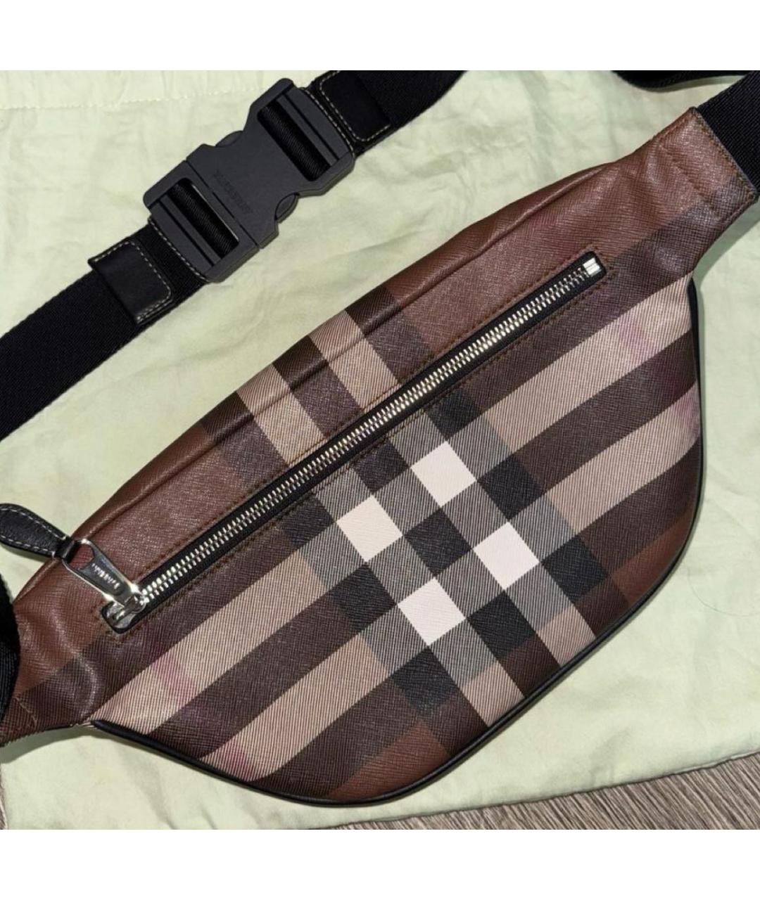 BURBERRY Коричневая кожаная сумка с короткими ручками, фото 5