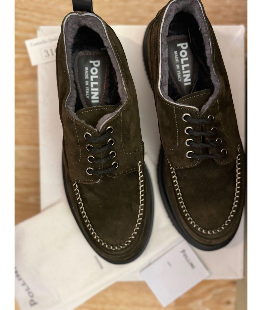 POLLINI Коричневые замшевые низкие ботинки, фото 3