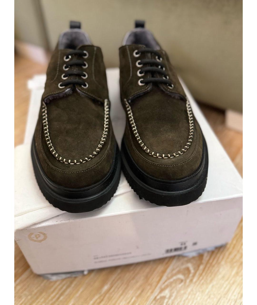 POLLINI Коричневые замшевые низкие ботинки, фото 2