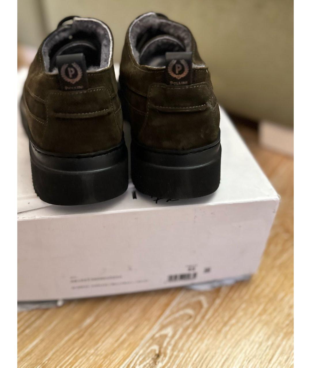 POLLINI Коричневые замшевые низкие ботинки, фото 4