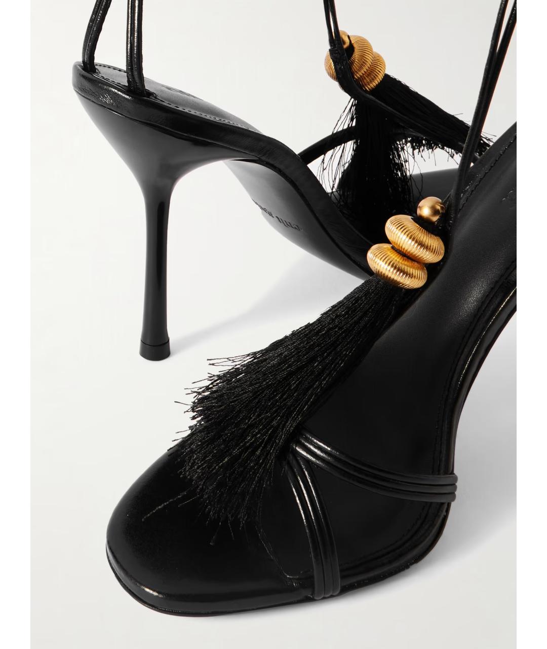 CULT GAIA Черные кожаные босоножки, фото 4