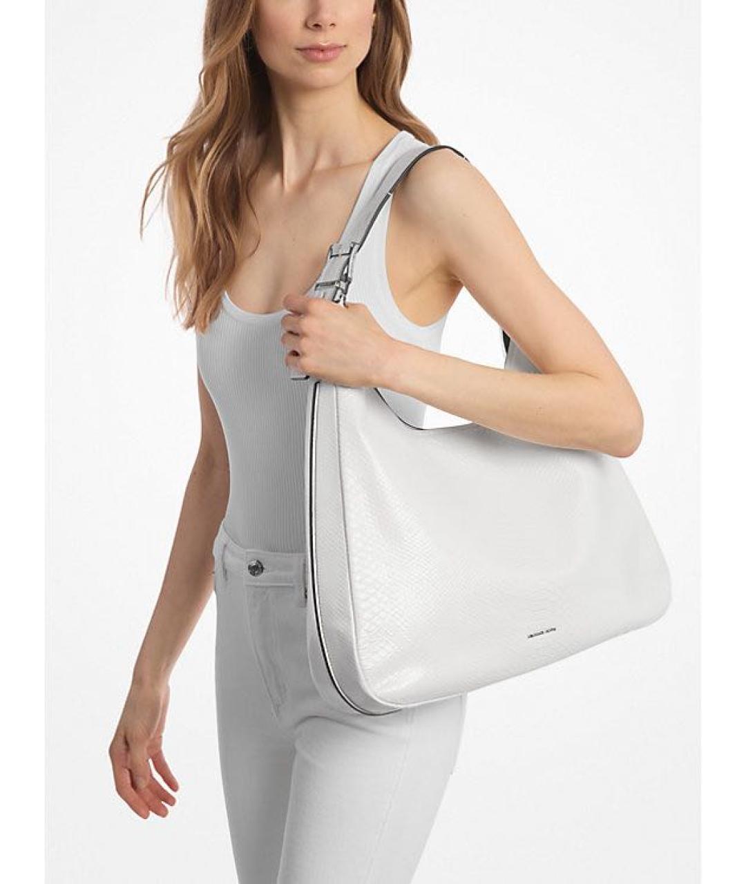 MICHAEL MICHAEL KORS Белая сумка тоут из лакированной кожи, фото 6