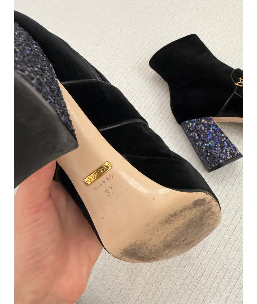 GUCCI Темно-синие бархатные ботильоны, фото 5