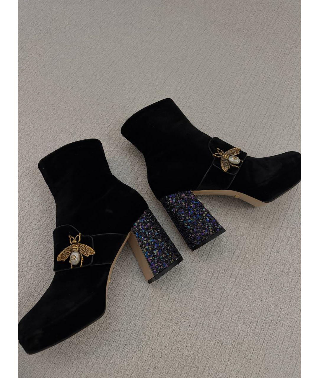 GUCCI Темно-синие бархатные ботильоны, фото 4