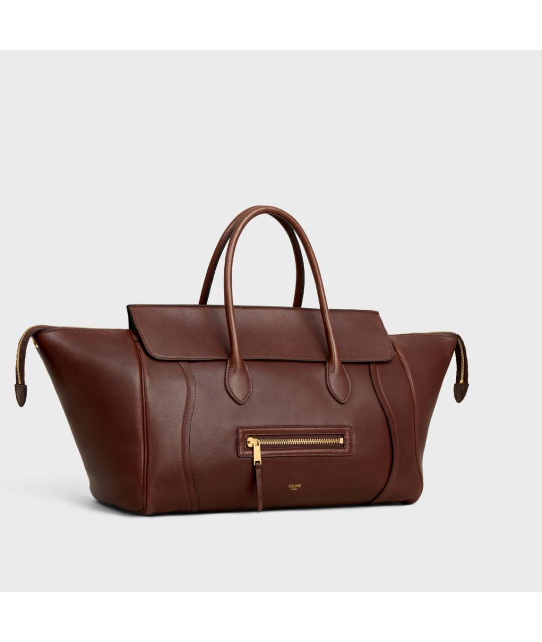 CELINE Коричневая кожаная сумка тоут, фото 4