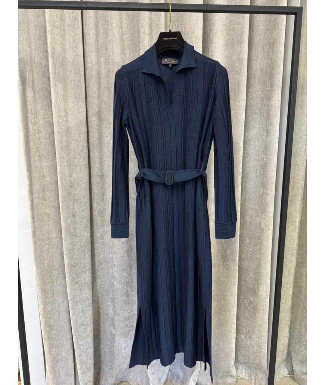 LORO PIANA Темно-синее кашемировое повседневное платье, фото 2