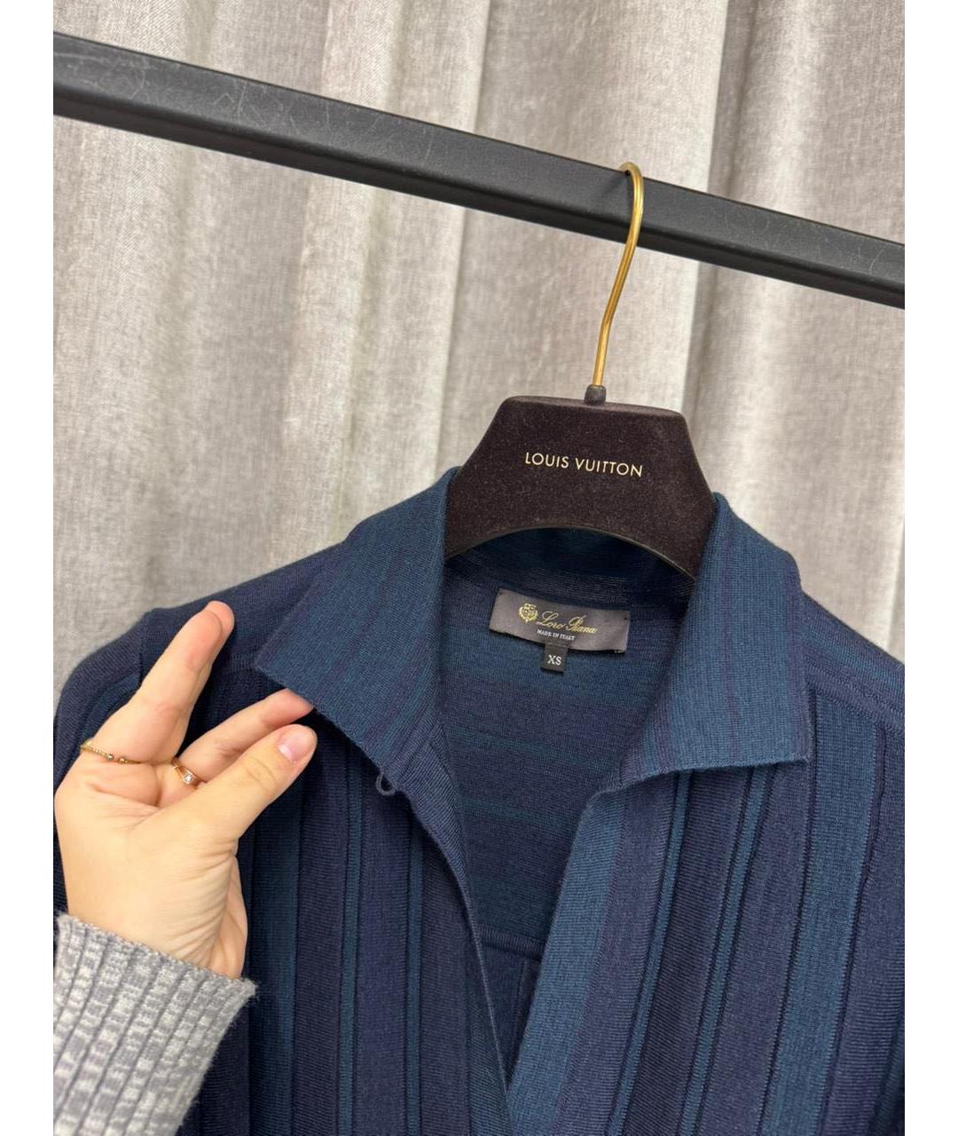 LORO PIANA Темно-синее кашемировое повседневное платье, фото 6